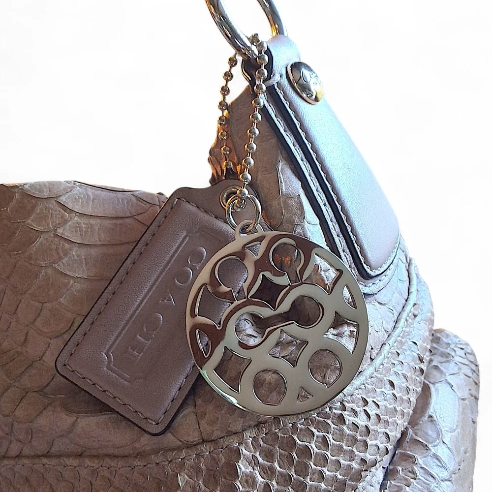 Coach Kristin Python Embossed Leather Drawstring Shoulder Bag 14773